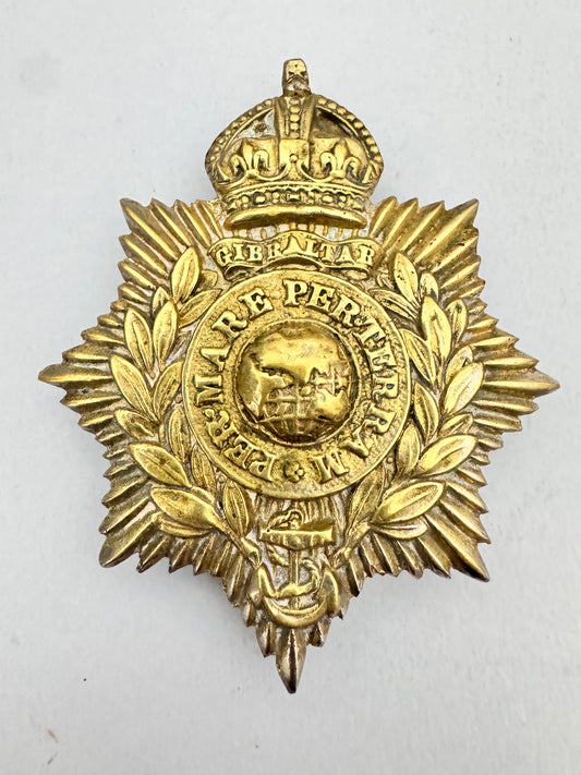 WW2 British Royal Marine Corps Overseas Pith Helmet Cap Badge