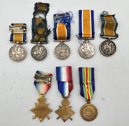 Lot of WW1 British 1914-15 Star BWM Inter Allied Victory Miniature Medals