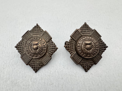WW2 British Army Royal Scots Regiment Officer Collar Badges