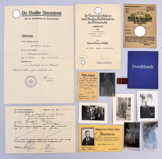 WW2 German Infantry Officer's Document Archive Iron Cross 1st Class