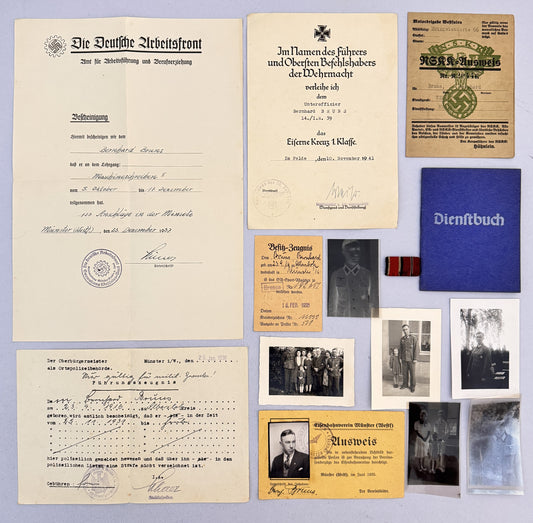 WW2 German Infantry Officer's Document Archive Iron Cross 1st Class