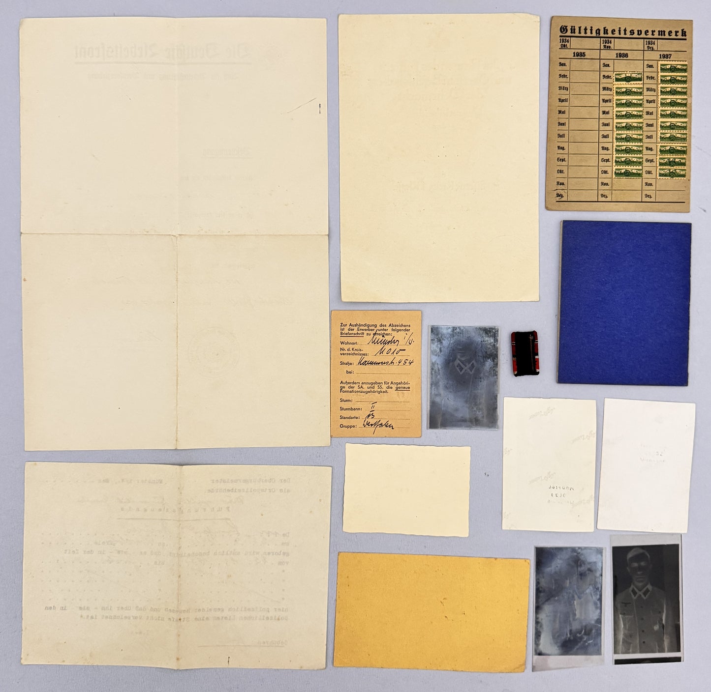 WW2 German Infantry Officer's Document Archive Iron Cross 1st Class