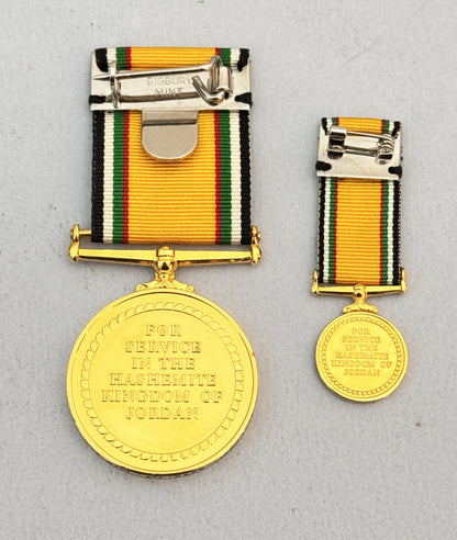 British Issue Jordan Service Medal 1958 & Commemorative Miniature