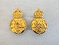British Women's Royal Army Corps Officer's Gilt Collar Badges GAUNT