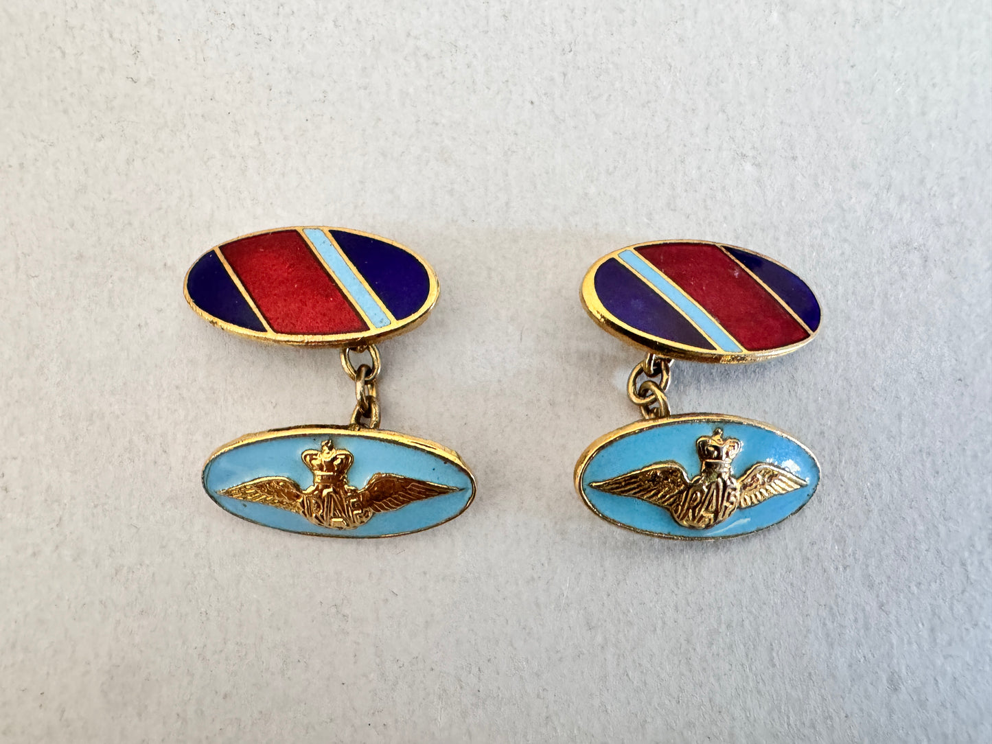 British Royal Air Force Gilt Enamel Cuff Links RAF