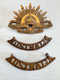 WW2 Australian Commonwealth Military Forces Pagri Cap Badge & Shoulder Titles
