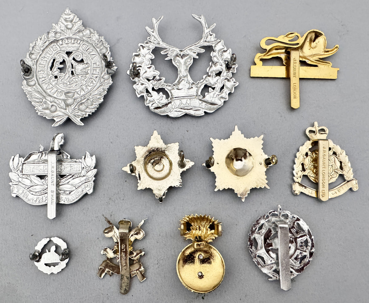Post WW2 British Army Infantry & Yeomanry Staybrite Anodised Cap Badges