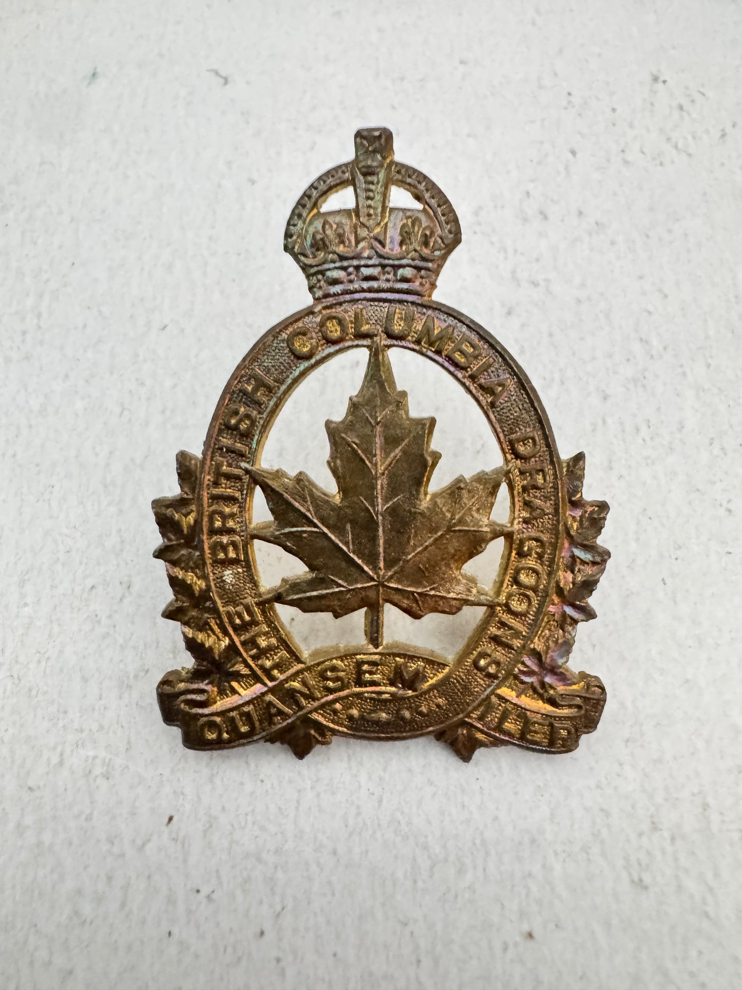 WW2 Canadian Army British Columbia Dragoons Cap Badge BIRKS