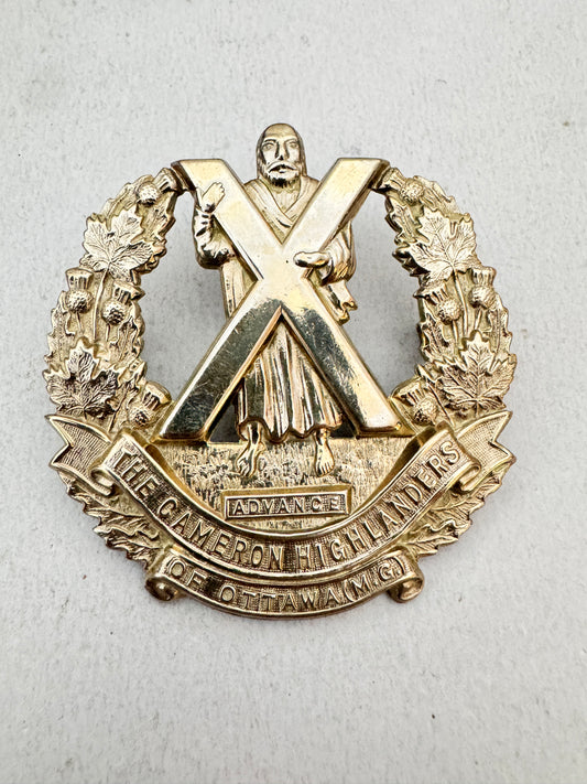 WW2 Canadian Cameron Highlanders of Ottawa Glengarry Cap Badge RODEN