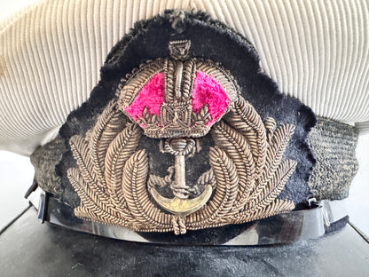 WW2 British Royal Navy Officer's Visor Peak Cap with Cover