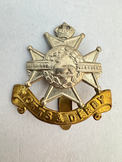 WW2 British Army Sherwood Foresters Regiment Cap Badge NOTTS & DERBY