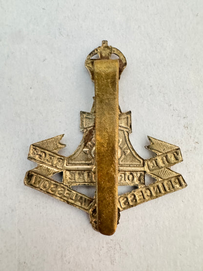 WW2 British Army Yorkshire Regiment Cap Badge Princess of Wale's Own