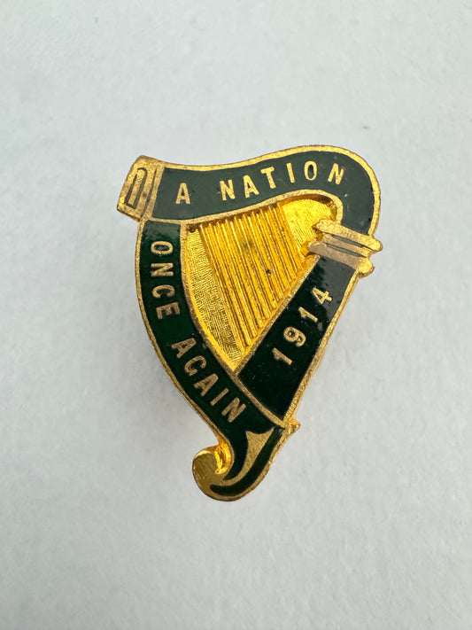 Ireland A Nation Once Again 1914 Gilt Enamel Lapel Badge Irish Volunteers