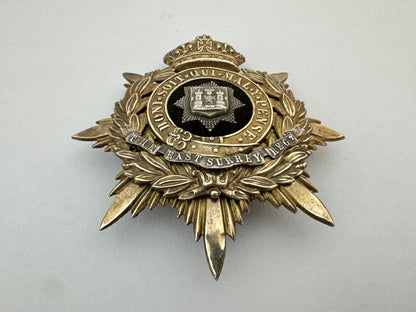 British Army East Surrey Regiment Officer's Helmet Plate Badge