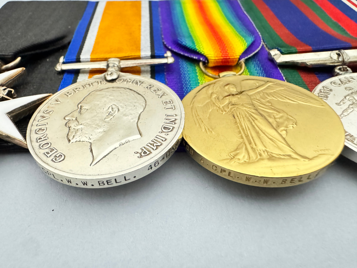 WW1 Canadian Army Officer Medal Bar & Memorial Cross Cased
