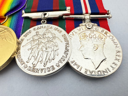 WW1 Canadian Army Officer Medal Bar & Memorial Cross Cased