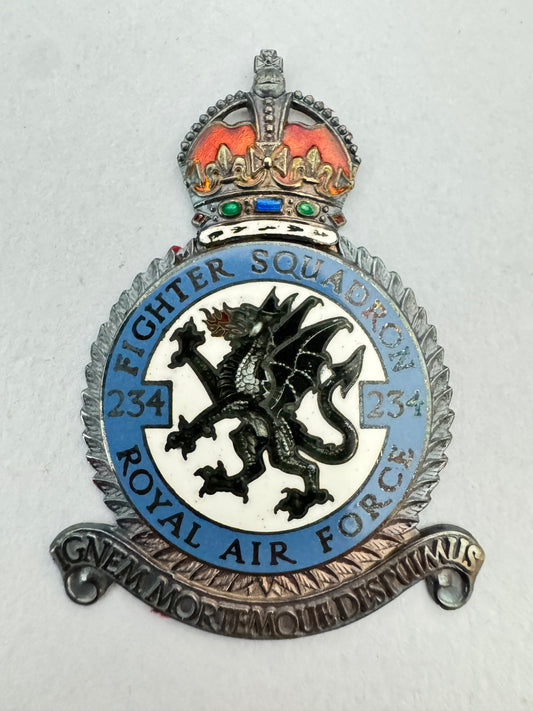 WW2 Royal Air Force 234 Squadron Silver Enamel Plaque RAF