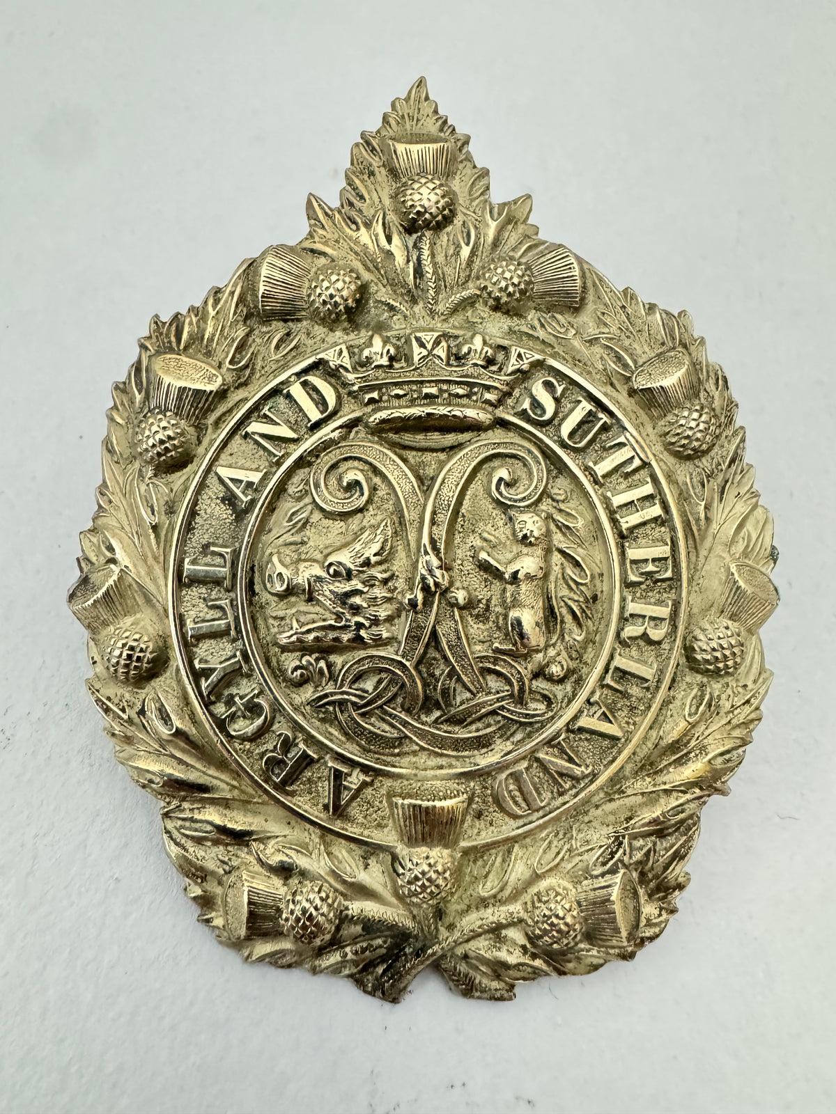 Victorian British Army Argyll & Sutherland Highlanders Glengarry Cap Badge