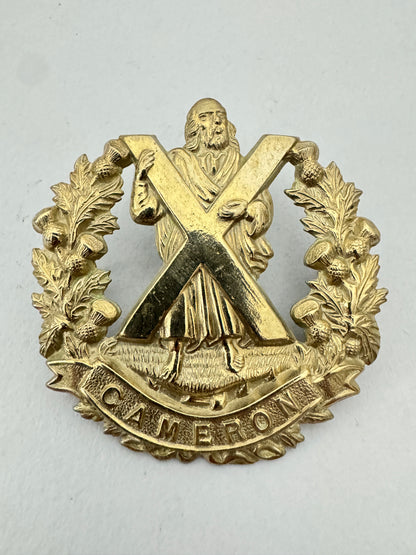 WW2 British Army Queen's Cameron Highlanders Glengarry Cap Badge