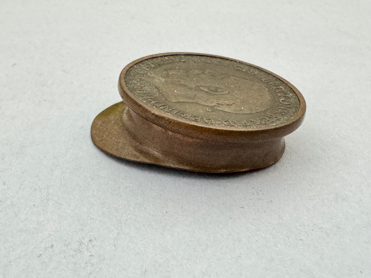WWI British Trench POW Art Peaked Visor Cap with Inset Coin