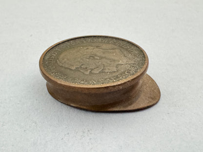 WWI British Trench POW Art Peaked Visor Cap with Inset Coin