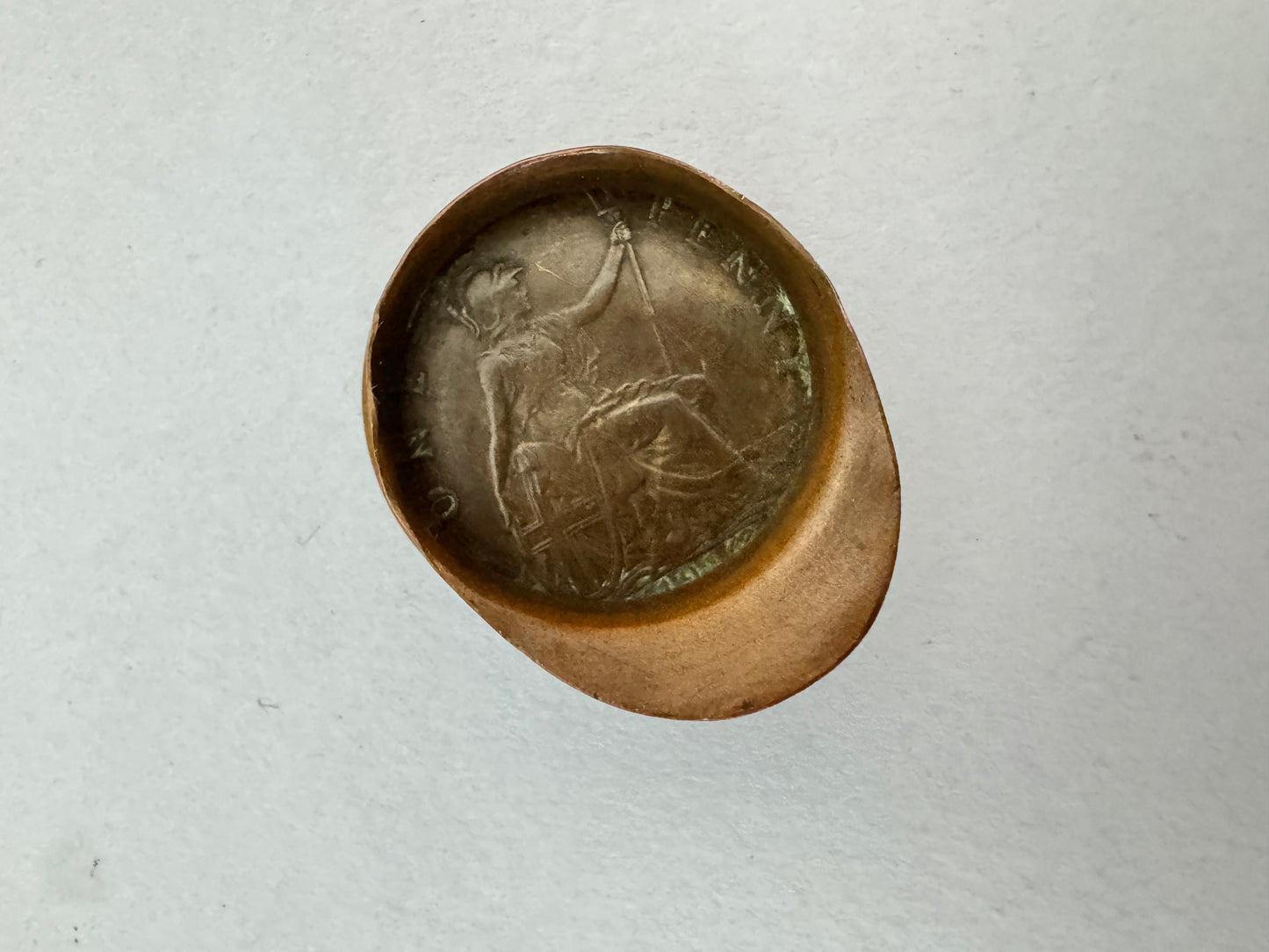 WWI British Trench POW Art Peaked Visor Cap with Inset Coin