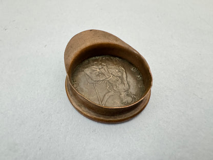 WWI British Trench POW Art Peaked Visor Cap with Inset Coin