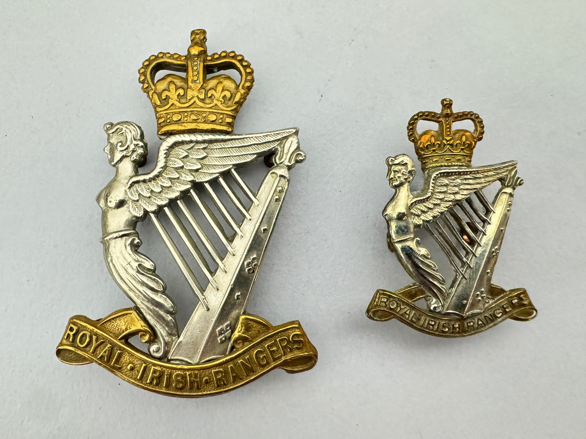 British Army Royal Irish Rangers Cap Badge & Piper's Caubeen Hat Badge