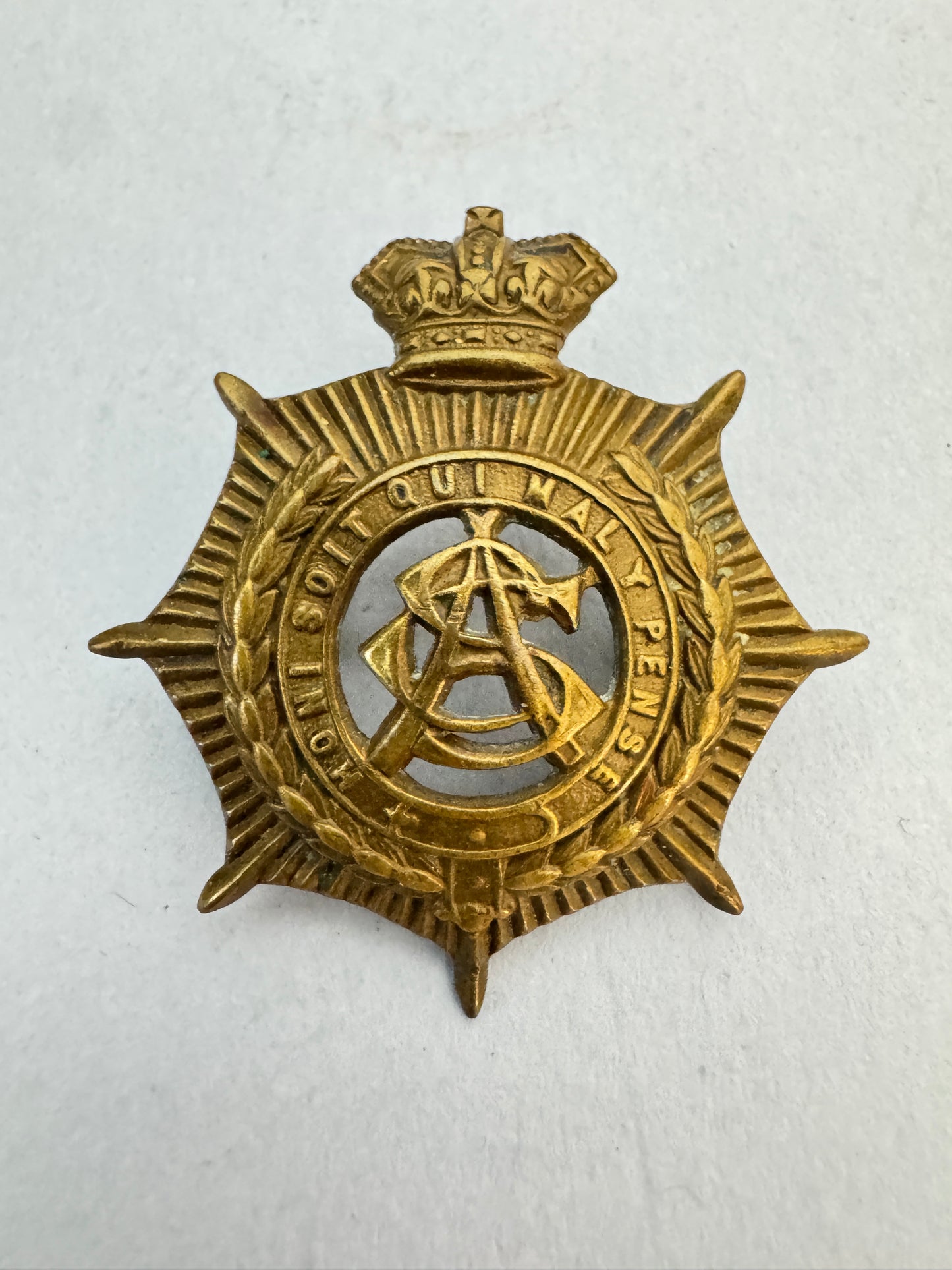 Victorian British Army Service Corps Queen's Crown Cap Badge