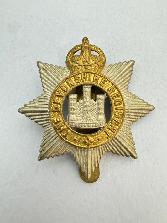 Original Devonshire Regiment King's Crown Cap Badge WW2