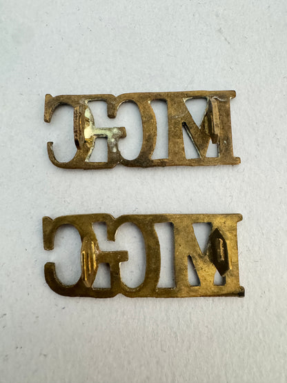 WW1 British Army Machine Gun Corps Shoulder Titles MGC