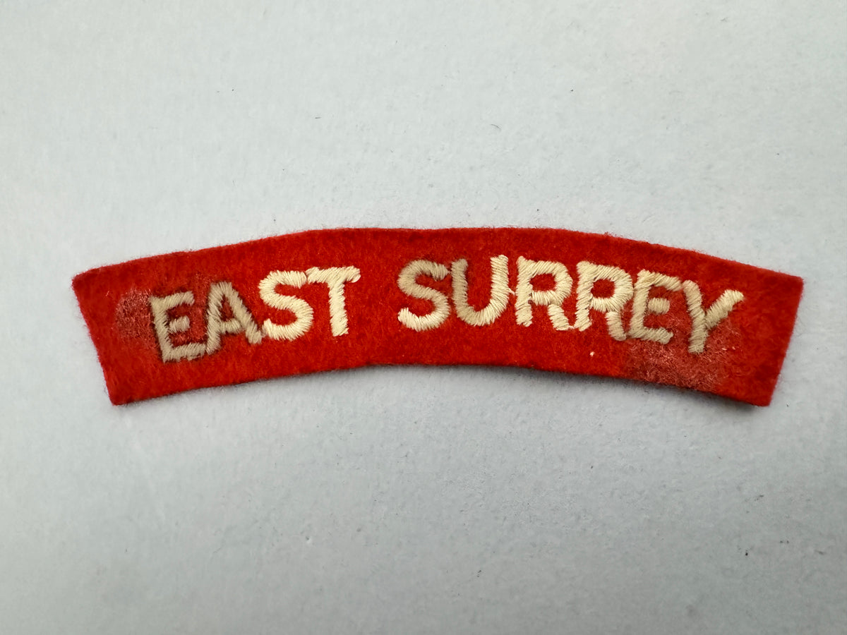 WW2 British Army East Surrey Regiment Paste Back Cloth Shoulder Title