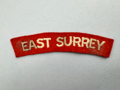WW2 British Army East Surrey Regiment Paste Back Cloth Shoulder Title