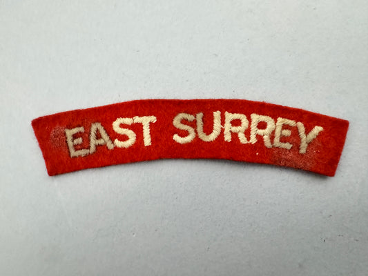WW2 British Army East Surrey Regiment Paste Back Cloth Shoulder Title