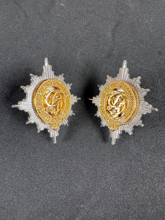 Photo 1 of After WW2 British Army The Band of The Dragoon Guards Collar Badges - collectible militaria item