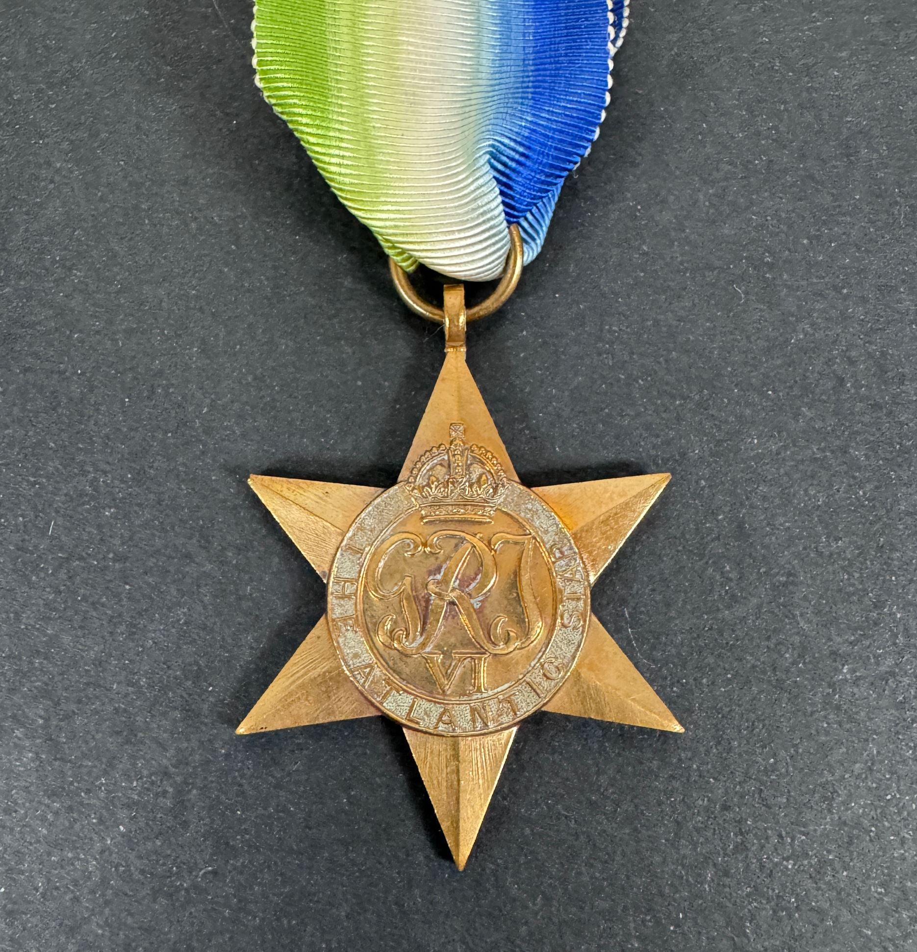 world war two Atlantic star medal, obverse, close up details