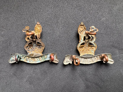 Photo 2 of WW1 British Army 15th King's Hussars Uniform Collar Badges - collectible militaria item