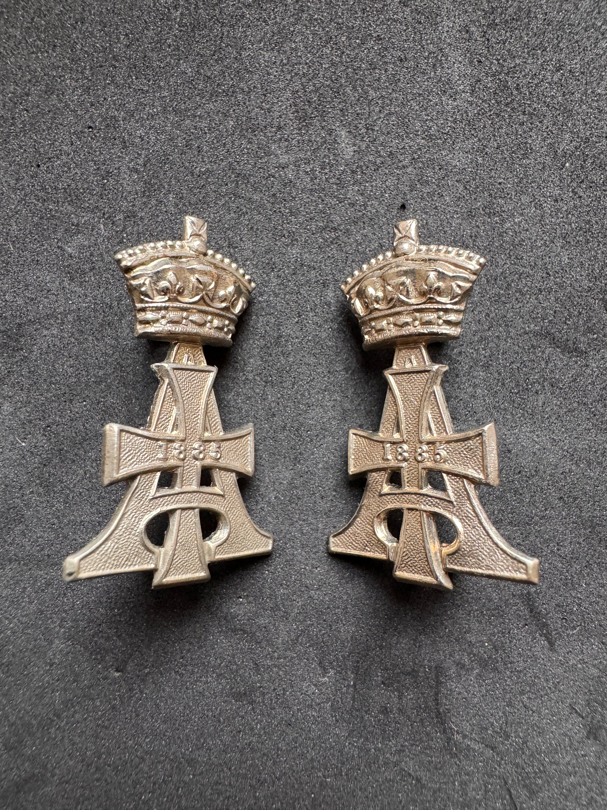 Photo 1 of WW1 British Army 19th Royal Hussars Uniform Collar Badges - collectible militaria item
