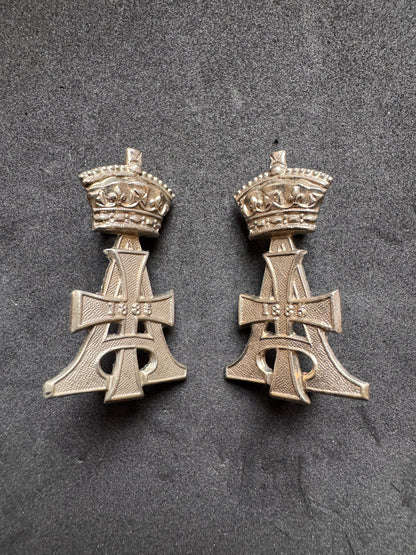 Photo 1 of WW1 British Army 19th Royal Hussars Uniform Collar Badges - collectible militaria item