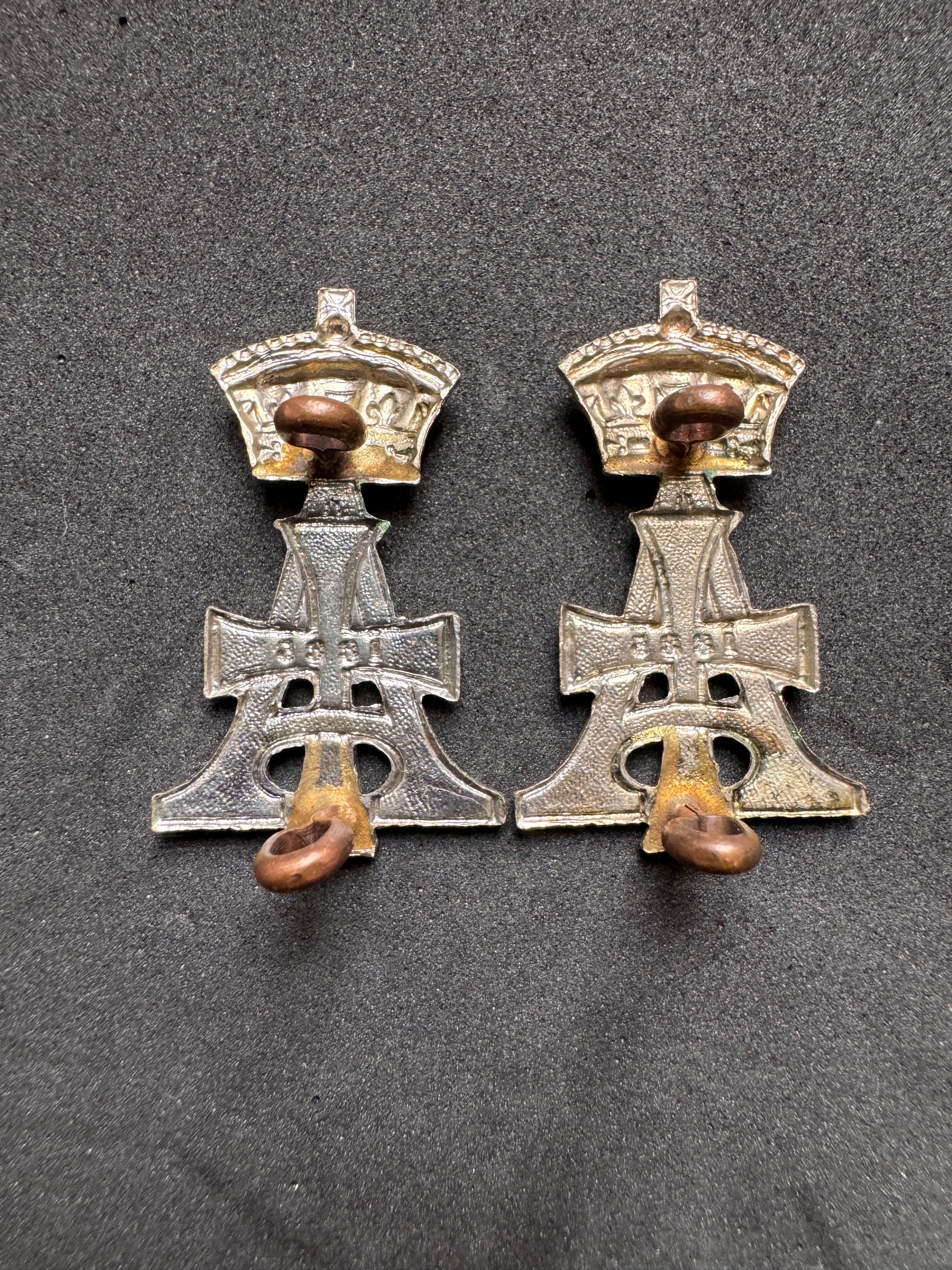 Photo 2 of WW1 British Army 19th Royal Hussars Uniform Collar Badges - collectible militaria item