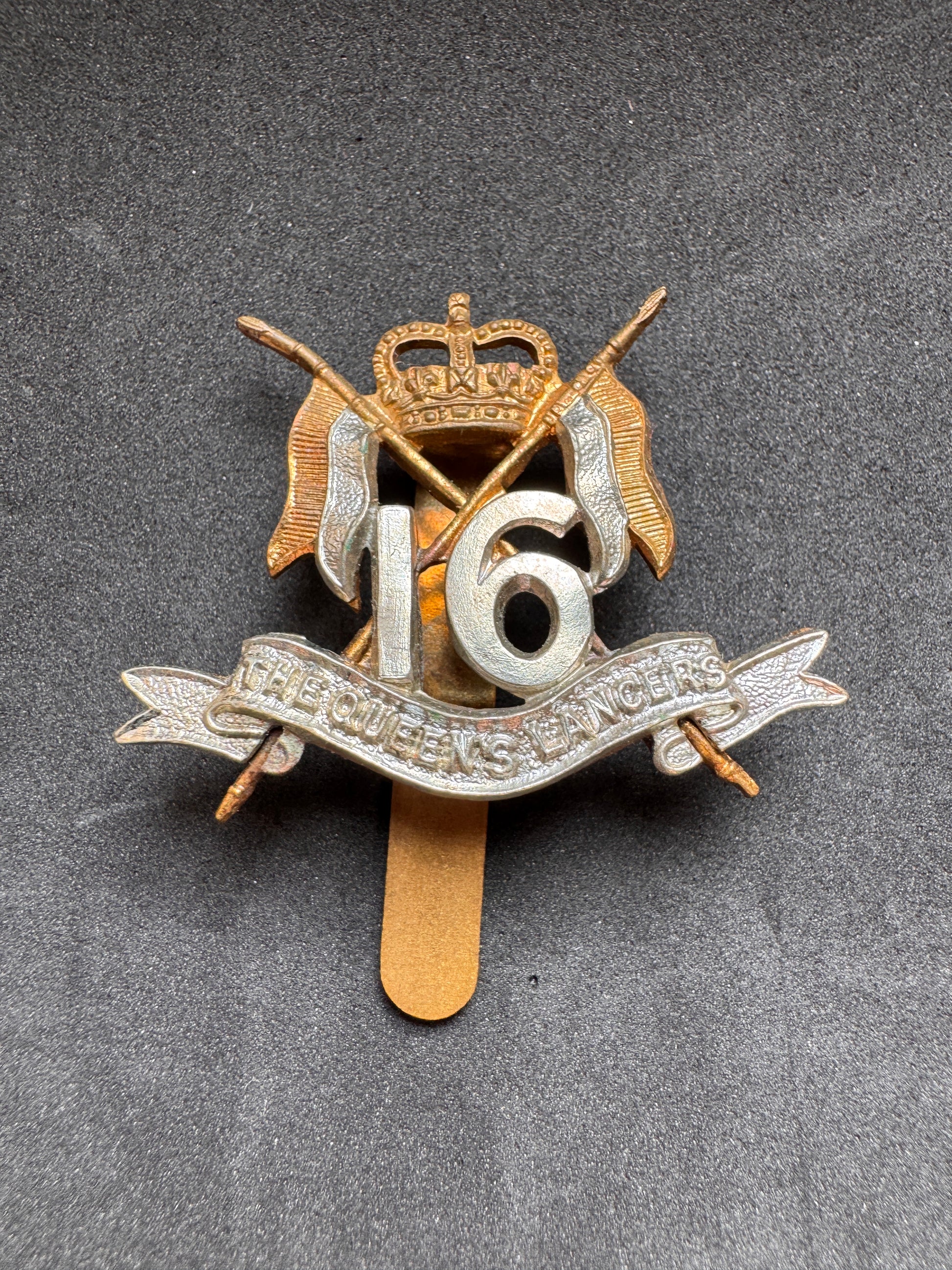 Photo 1 of After WW2 British Army 16th/5th Lancers Warrant Officer's Cap Badge - collectible militaria item