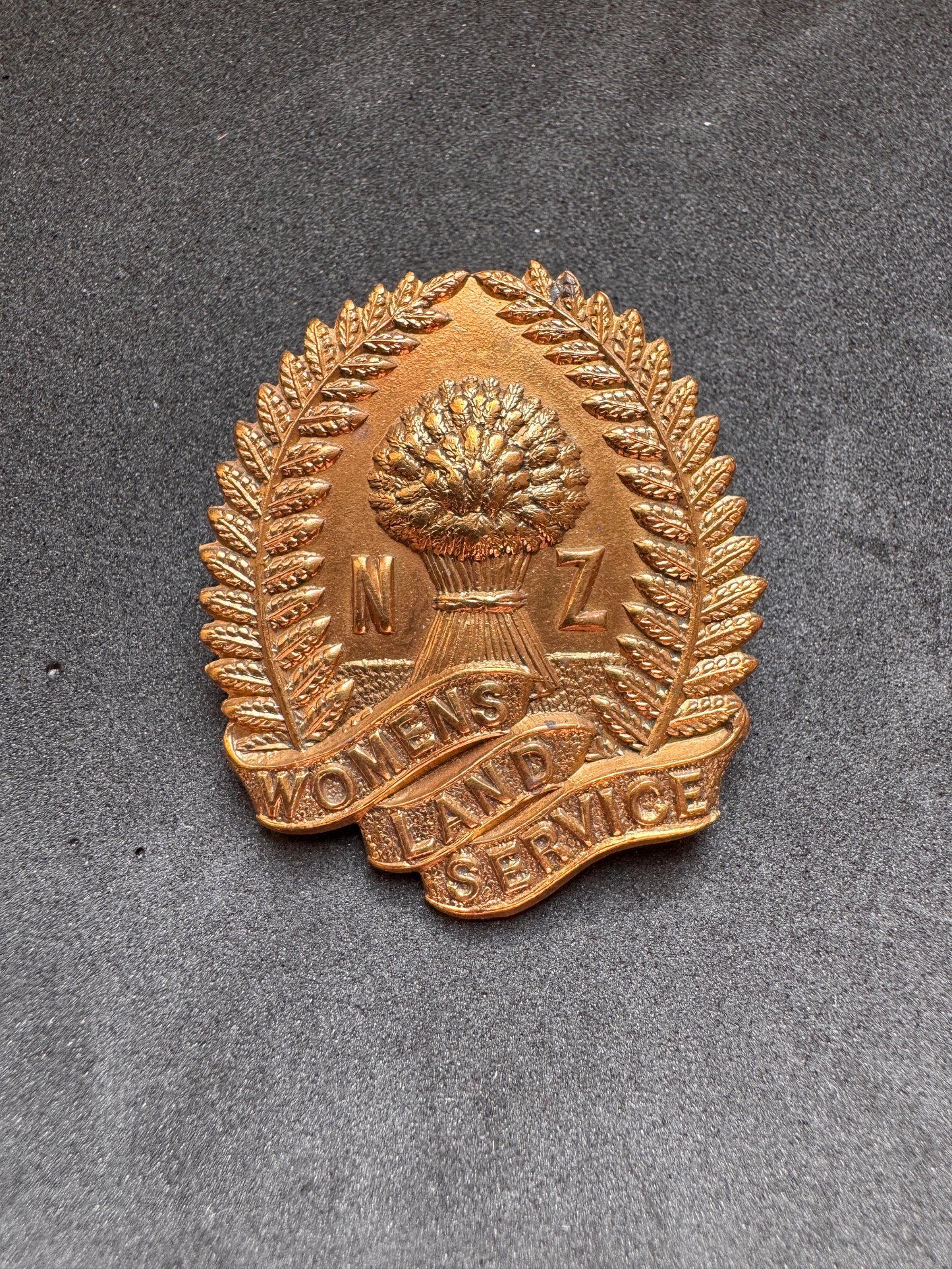 Photo 1 of WW2 New Zealand Women's Land Service Cap Badge - collectible militaria item