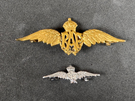 Photo 1 of WW2 British Royal Air Force RAF Sweetheart Pilot Wing Badges - collectible militaria item