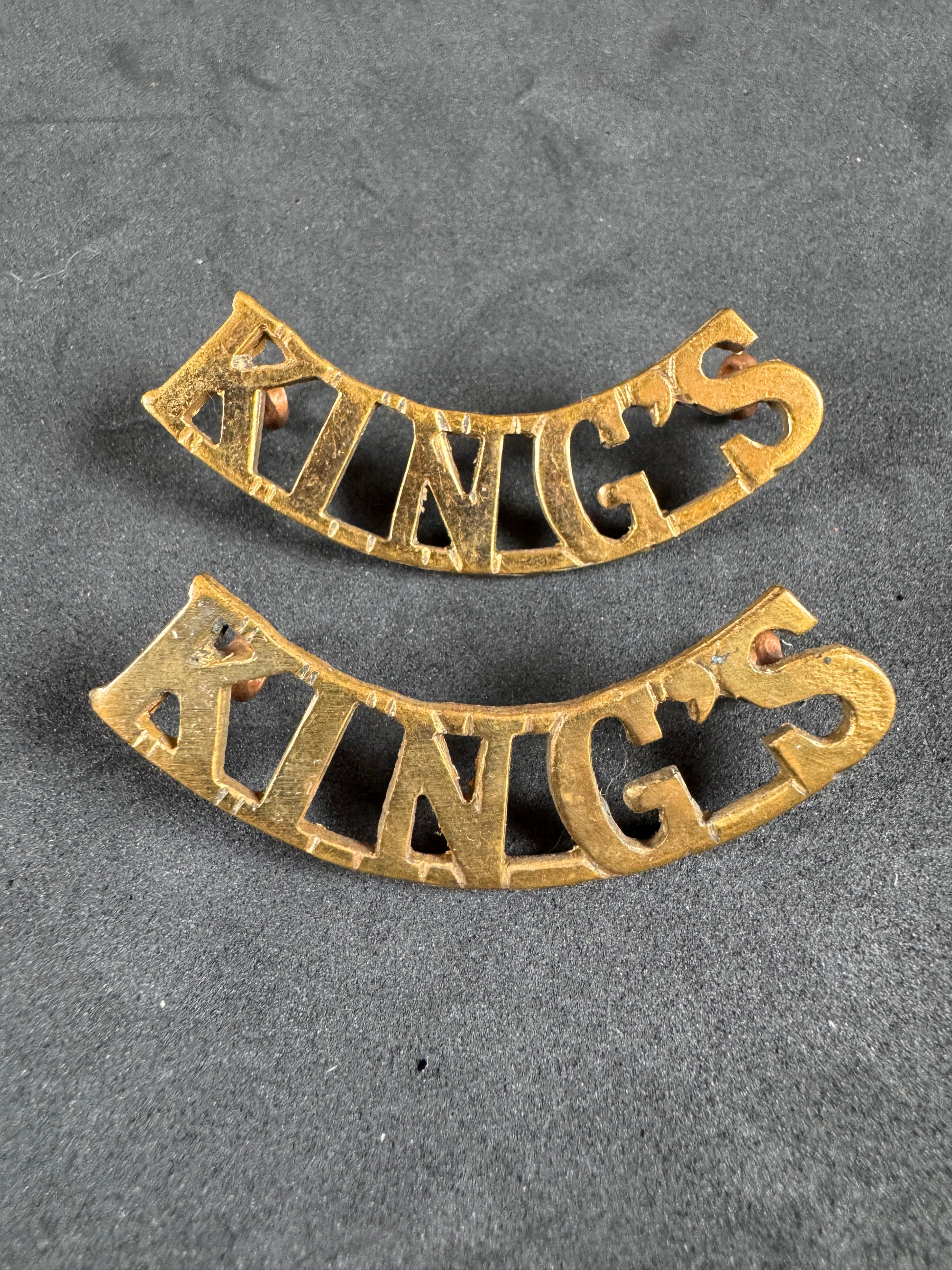 Photo 1 of WW2 British Army King's Liverpool Regiment Uniform Shoulder Titles - collectible militaria item