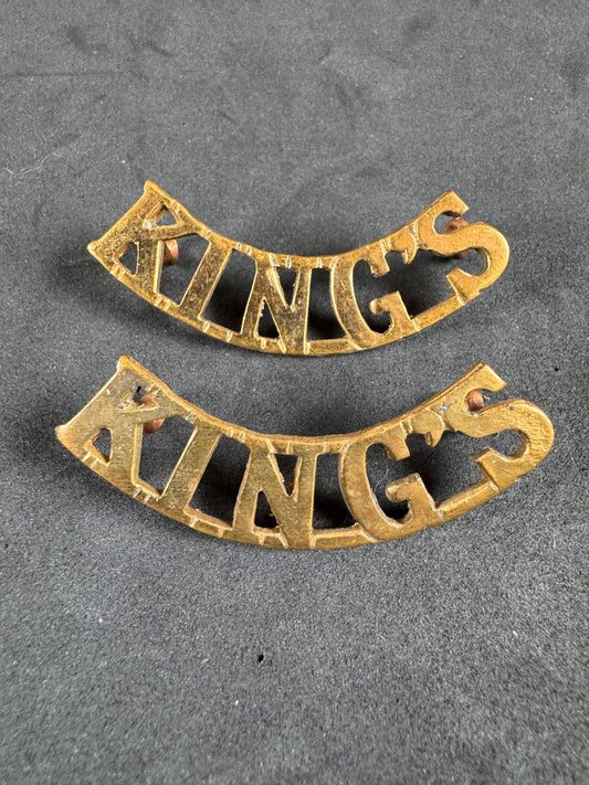 Photo 1 of WW2 British Army King's Liverpool Regiment Uniform Shoulder Titles - collectible militaria item