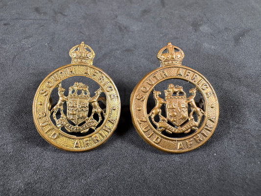 Photo 1 of WW1 South African Army Instructional Corps Uniform Collar Badges - collectible militaria item