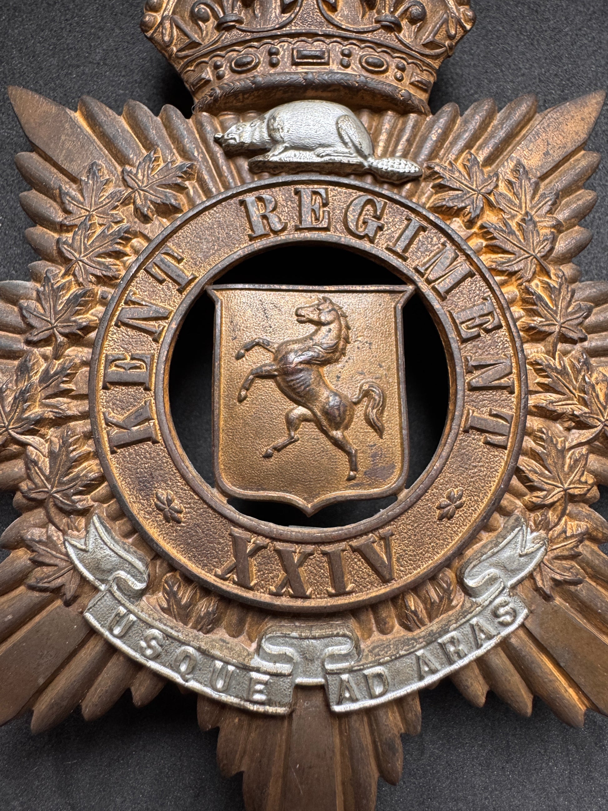Photo 2 of WW1 Canadian Army 24th (XXIV) Kent Regiment Officer's Helmet Plate - collectible militaria item