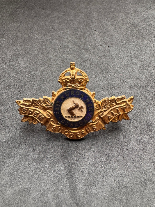 Photo 1 of WW1 Canadian Army 33rd Huron Regiment Officer's Uniform Collar Badge - collectible militaria item