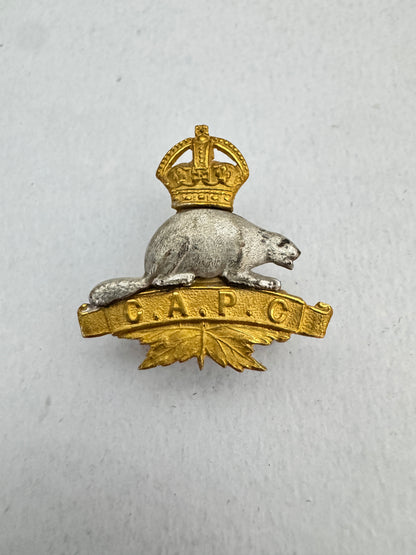 WW1 Canadian Army Pay Corps (CAPC) Officer's Uniform Collar Badge