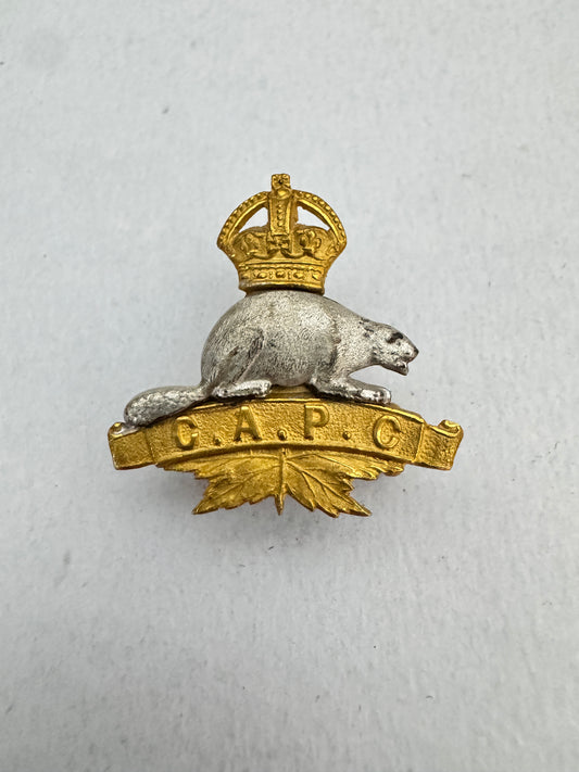 WW1 Canadian Army Pay Corps (CAPC) Officer's Uniform Collar Badge